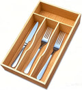 Bamboo Kitchen Drawer Silverware Organizer, 7 Inch Silverware Utensils Tray Holder for Small Drawer, Wood Caddy for Flatware Cutlery Knives 4-Slots