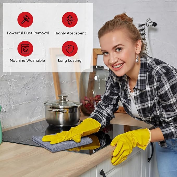AIDEA Microfiber Cleaning Cloth 24 Pack, Microfiber Towels for Cars, Soft & Absorbent Cleaning Rags, Premium Lint Free Shop Towels for House, Kitchen, Car, 12inx16in, Grey