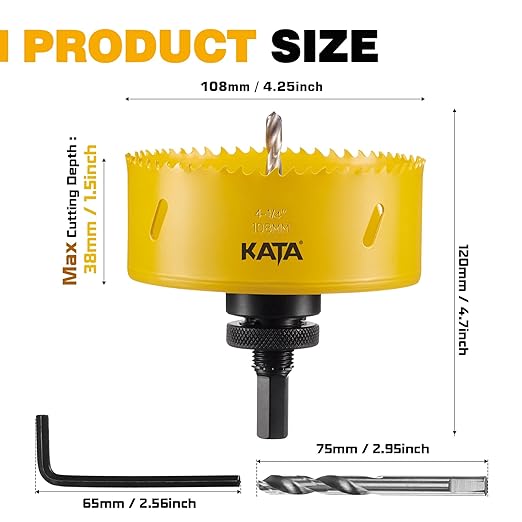 KATA 4 Hole Saw for Recessed-Lights: 4-1/4 in Hole Saw with Silicone Dust Bowl - Installing 4 Inch Led Recessed Ceiling Lights for Drywall - Hole Cutter with Dust Catcher for Can Lighting