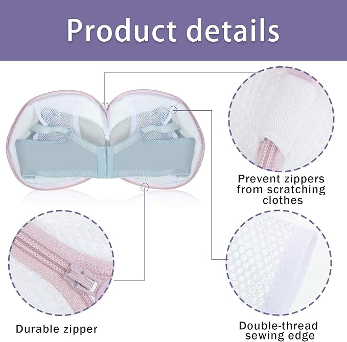 Shappy 6 Pieces Bra Washing Bag for Laundry Mesh Wash Lingerie Underwear Brassiere Washing Bags with Zipper for Women Laundry Storage(7.87 Inch,Pink)