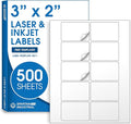 3" X 2" Matte White Printable Labels for Inkjet and Laser Printers - 500 Sheets, 5000 Custom Stickers for Address Labels, Product Labeling, Shipping - Spartan Industrial Template R011