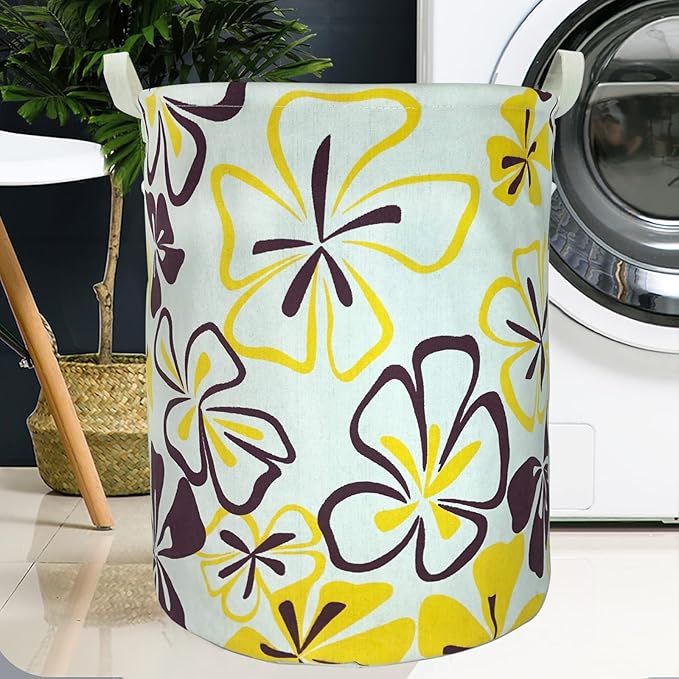 Merdes 19.7’’ Waterproof Foldable Laundry Hamper, Dirty Clothes Laundry Basket, Linen Bin Storage Organizer for Toy Collection (Flower)