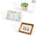 3PCS Wire Baskets,Metal Wire Storage Basket,Wall Hanging Bin and Display Basket for Kitchen,Cabinet,Pantry,Bathroom,Home Decor Supplies,Potted Plants,White