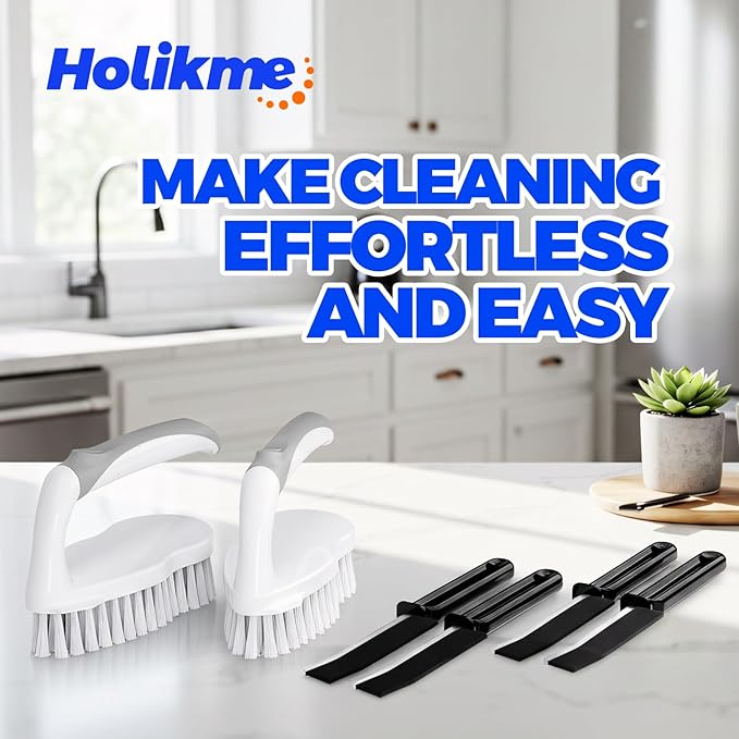 Scrub Brush - 6 Pack, Scrub Brushes for Cleaning, Heavy-Duty Scrub Brush, Stiff Bristles Cleaning Brush, for Kitchen, Bathtub, Floor and Wall Surfaces, Green