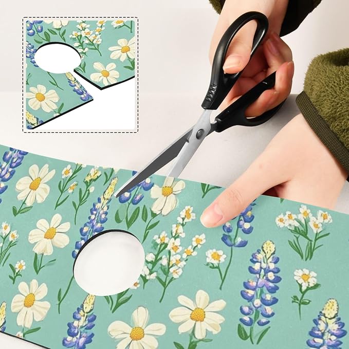 Kitchen Sink Splash Guard 1 PC 14.7 Inch Sink Faucet Mat Splash Guard for Bathroom Countertop Water Absorbent Foldable Cuttable Soft Washable Cute Green Bluebonnet and Daisies