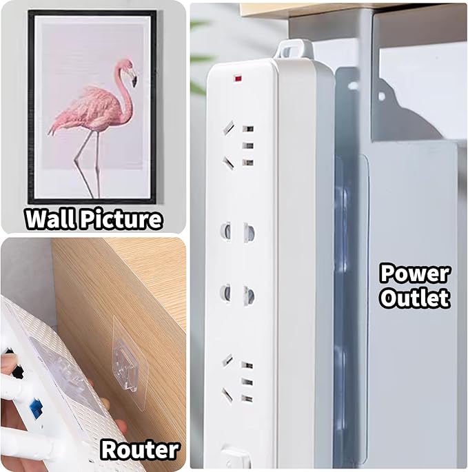 Double Sided Adhesive Wall Hooks,20 Pack Self Adhesive Hooks,Suitable for Hanging and Organizing Power Outlets, Picture Frames, and Tissue Boxes at Home, Office, or in Rv