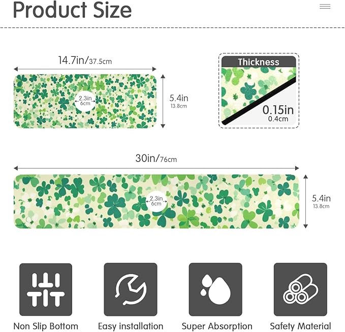 Kitchen Sink Splash Guard 1 PC 30 Inch Sink Faucet Mat Splash Guard for Bathroom Countertop Water Absorbent Foldable Cuttable Soft Washable Saint Patricks Green Clovers