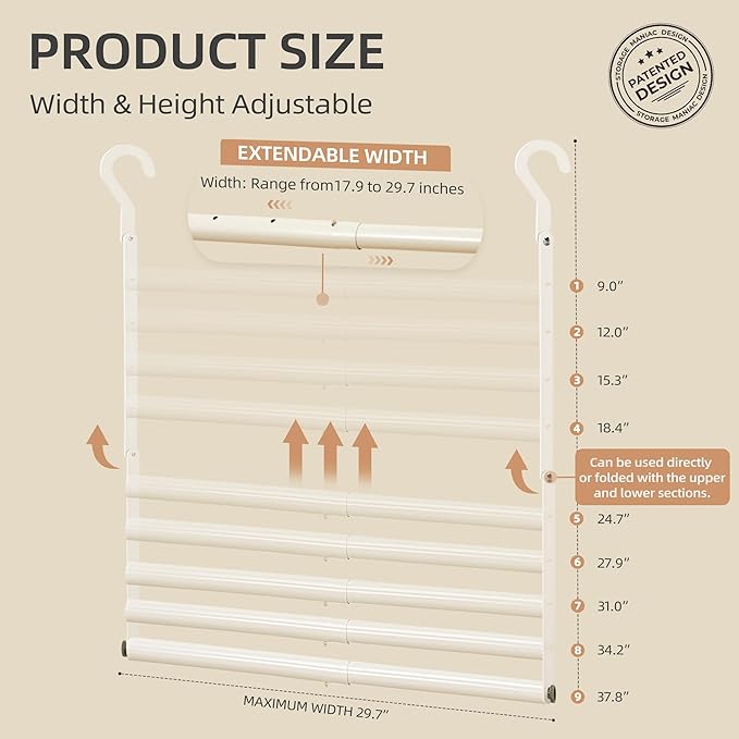 STORAGE MANIAC Adjustable Closet Rod Hanging Clothes Heavy Duty Closet Extender Hanging Rod Space-Saving Clothes Hanging Bar Double Closet Hanging Rod Hanging Closet Organizer Closet Bar,2 Pack White