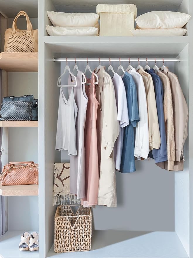 Smartor White Velvet Hangers 50 Pack, Non Slip Clothes Felt Hanger Heavy Duty for Coat, 360° Rotating Rose Glod Hook, Premium Slim Space Saving Hangers for Closet Organizer and Storage