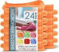 Hearth & Harbor Microfiber Cleaning Cloth, Microfiber Towels for Car 24 Pack Washcloths, Orange Cleaning Rag, Reusable Microfiber Towel, Microfiber Cloth Rag Cleaning, Lint Free Cloth 12/inchx12/inch
