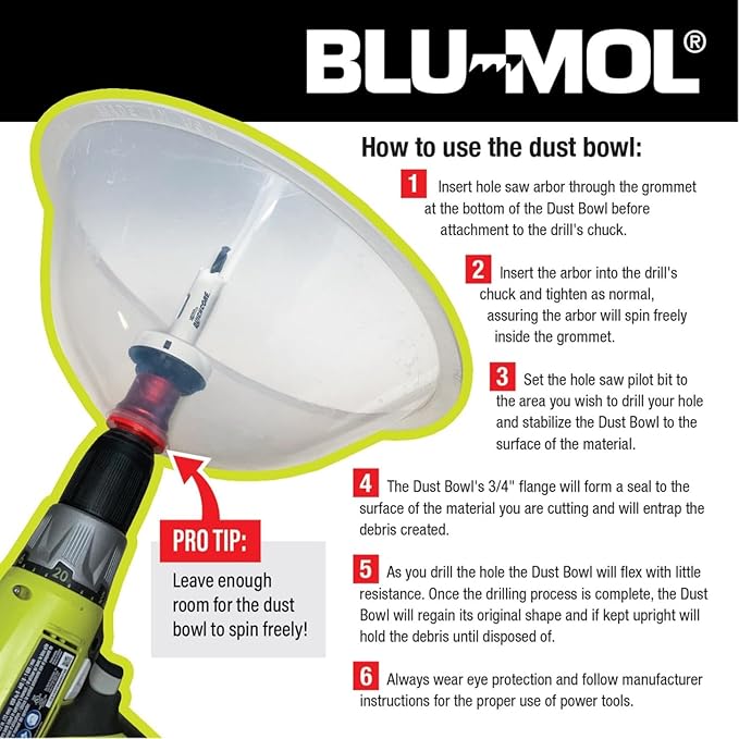 Disston E0215003 Three-Pack Blu-MOL RemGrit Hole Saw Accessories Dust Bowl, for Installing Recessed Lights and Works with All Hole Saws