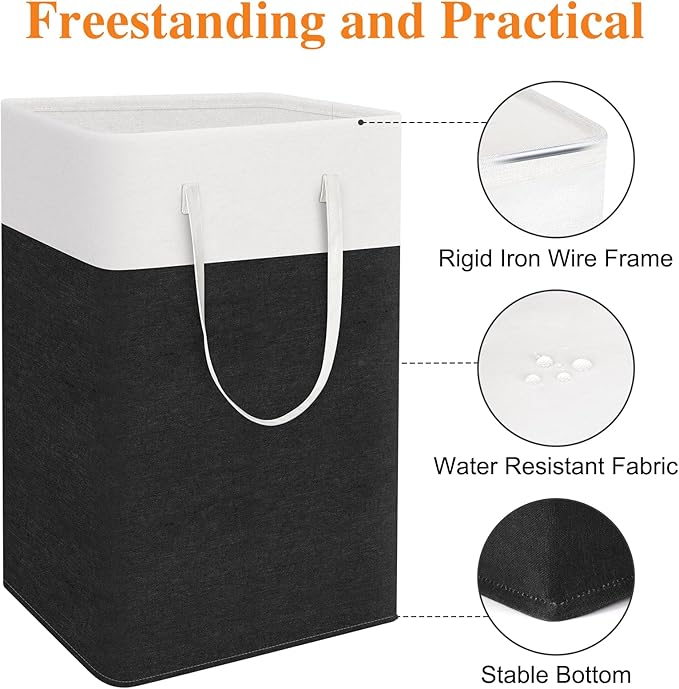 laundry basket 3-Pack, laundry hamper, Hamper with handles, collapsible laundry baskets, Waterproof dirty clothes hamper, Towel Storage for Home or Dorm, 88L-Black