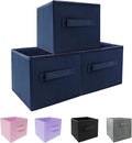 Storage bins collapsible storage bins,cube storage organizer （Pack of 3） 10.5 * 10.5 * 11inch，For home and office Collapsible Closet Shelf Organizers, Drawer Organizers(Blue)