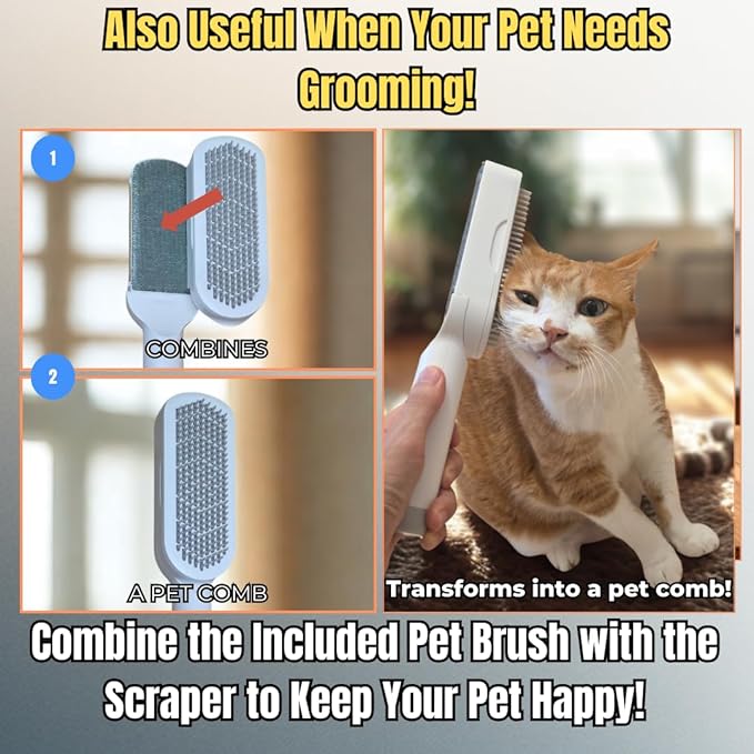 SufurLint 4 in 1 Multi - Pet Hair Lint roller Brush - Lint Remover tool - Cat Dog Hair Removal, Furniture, Carpet rake, rug, Clothes, Car Seat cleaning - fur Remover cleaner, mini rollers, magic brush