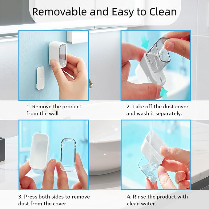 Toothbrush Holders for Bathroom, Travel Toothbrush Head Covers Caps Wall Mounted Toothbrush Holder Single Slot Toothbrush Dispenser Storage Organizer for Travel, Camping, Family, Business 2 PCS