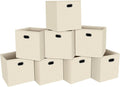 Fabric Cloth Storage Bins,Fabric Cube Organizer with Dual Handles Foldable Cube Storage Baskets for Home Bedroom Storage,Set of 8,(Creamy-White)