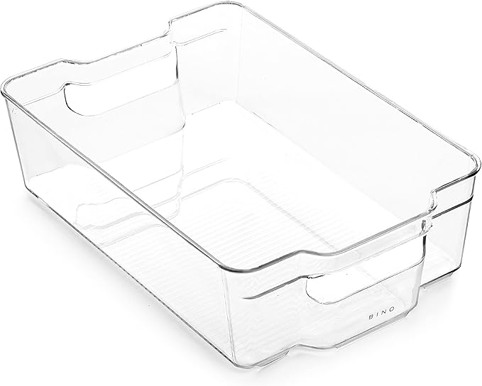 BINO | Stackable Plastic Storage Bins, Large - 12 Pack | THE STACKER COLLECTION | Multi-Use Organizer Bins | BPA-Free | Pantry Organization | Home Organization | Fridge Organizer | Freezer Organizer