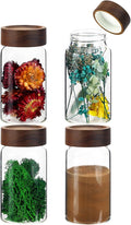 Patoper Small Glass Jars with Airtight Lid Clear Coffee Ground Storage Canister Wooden Lid Round Glass Spice Jar for Pantry Sugar Tea Bean Nuts Cookies Bath Salts (4×250ml(8.4oz))