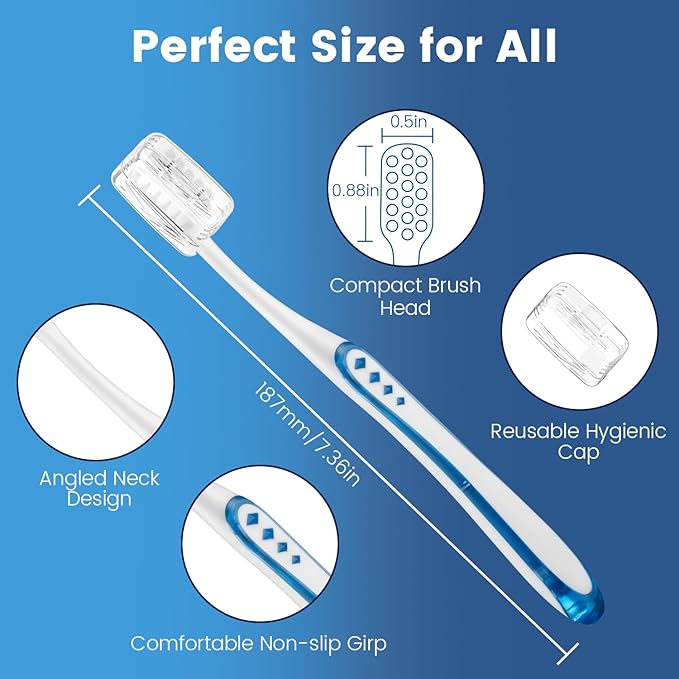 Extra Soft Toothbrushes for Adults with 10000 Micro Nano Bristles, Ultra Soft Toothbrushes with Covers for Sensitive Teeth, Gum Recession and Elderly, Travel (Compact Head, 6 Count)