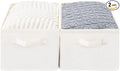 Storage Basket Bins with Metal Frame, Large Collapsible Fabric Storage Baskets for Organizing Shelf, Basket Organizer W/Handles for Blankets, Towels, Laundry, Shelves, 2-Pack, Beige