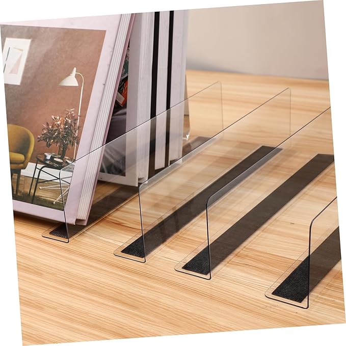 5 PCS Clear PVC Shelf Dividers, Magnetic Base for Positioning L-Shaped Plastic Retail Gondola Separators for Store Shelves, Convenient Store Goods Organization, and Shallow Wire Racks
