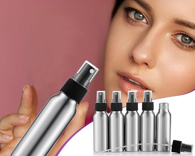 Tessco 2.7oz/ 80ml Aluminum Fine Mist Spray Bottles Reusable Metal Atomizer Bottles Fine Mist Sprayer Essential Oil Storage with Black Pump for Travel Cosmetic Perfume Toner Face Spray(50 Pcs)