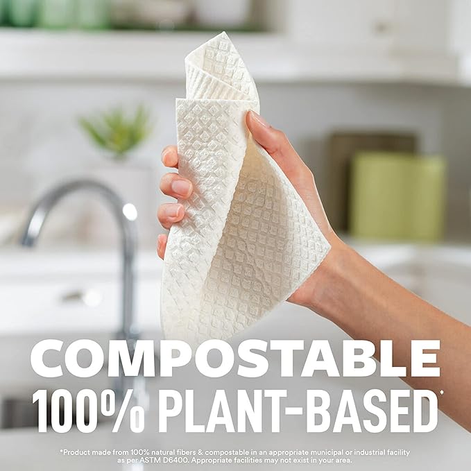 Scotch-Brite Greener Clean Sponge Cloth, Dish Cloths for Washing Dishes, Cleaning Kitchen and More, Superior Performance, Made from Sustainable Materials, Plant-Based Kitchen Cleaning Cloths, 2 Cloths