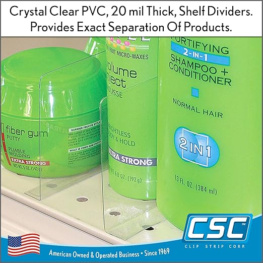 50 Pack Shelf Dividers, 3" H x 13-9/16" L Shelf Organizers, Crystal Clear PVC, Ideal for Product Display and Organization