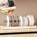 Pots and Pans Organizer Under Cabinet 10 Adjustable Dividers Expandable Pot Pan Lid Holder Organizers Rack inside Cabinet for Kitchen Storage Cookware, Cutting Boards, Lid, Dishes,White