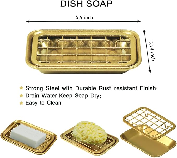 SheeChung 6Pcs Mason Jars Bathroom Accessories Set Complete - Toothbrush Holder, Lotion Soap Dispenser, 2 Mason Jars, Soap Dish, Toilet Paper Basket, Rustic Farmhouse Decor (Gold, 6Pcs Bathroom Set)