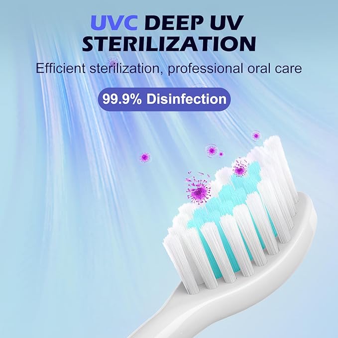 GTSolonia UV-C Toothbrush Cleaner, Portable Travel Cover for Manual/Electric Toothbrush, Magnetic Holder and Rechargeable Case for Any Size Toothbrush, White