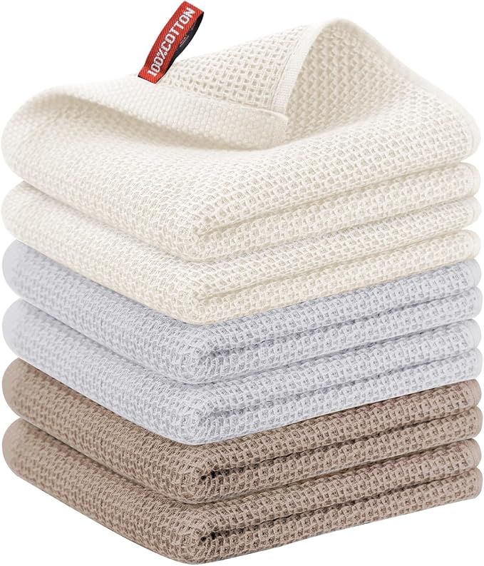 Nialnant 6 Pcs Kitchen Hand Towels, 100% Cotton Dish Towels for Washing Dishes, Super Soft and Absorbent Tea Towel-13 x 28 in