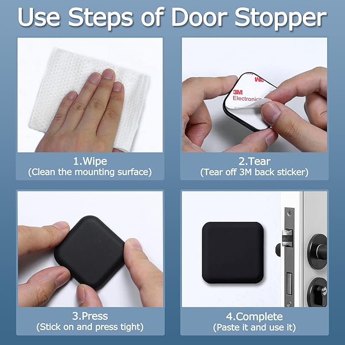 XoYoZo Door Stoppers Wall Protector Buffer Guard Doorknob Door Handle Bumper Self Adhesive Silencer Soft Rubber Crash Pad for Home Office
