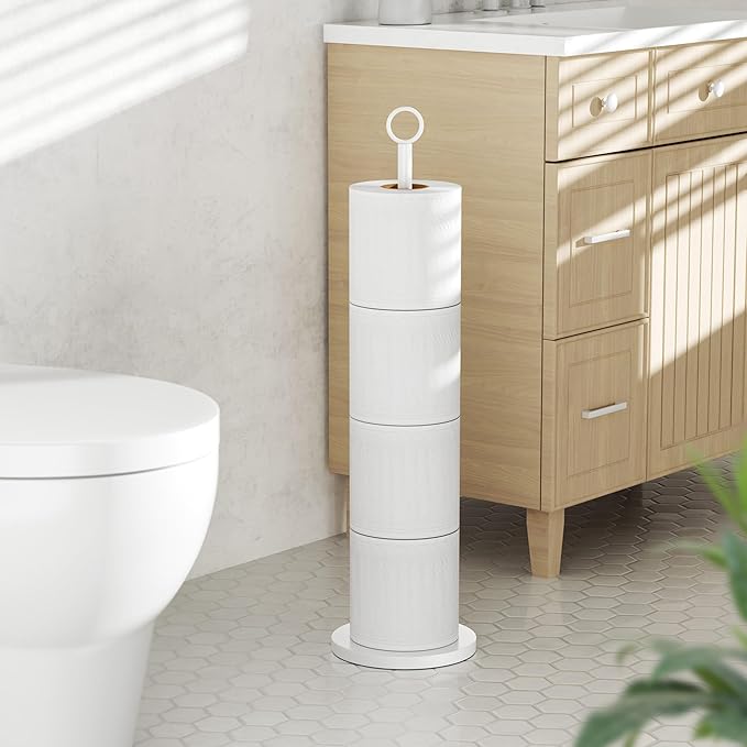 Toilet Paper Holder Stand(with Reserve Function), Free-Standing Spare Rolls Storage Holder, Stainless Steel