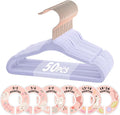 VIS'V Baby Hangers, 11 Inch Velvet Kids Hangers with 6 Pcs Clothes Size Dividers, Infant Toddler Nursery Closet Organization, Non Slip, Lavender, 50 Pcs
