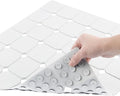 MEIMEIDE Shower Mat Non Slip 21"x21" Silicone Foldable Bath Mat with Suction Cups & Drain Holes, Odorless, Eco-Friendly & Durable, Machine Washable Shower Stall Mat for Adults, Seniors White