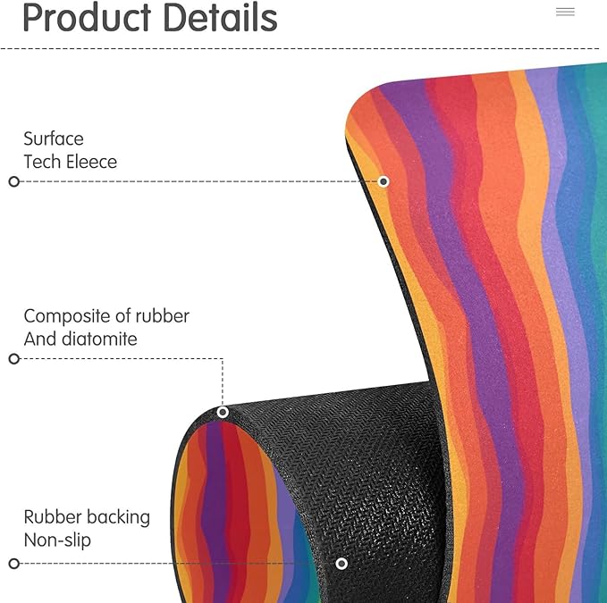 Wavy Rainbow Color Stripes Kitchen Sink Splash Guard Sink Faucet Mat Faucet Handle Drip Catcher Drain Mats for Kitchen Bathroom Countertop Absorbent Dish Drying Pad 2Pack 30x5.4IN