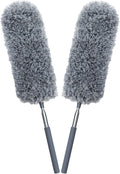 2 Pack Mini Microfiber Feather Duster for Cleaning, with Extendable Pole, Hand Washable Dusters, Cleaning Tools for Office, Car, Window, Furniture