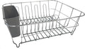 Dish Drying Rack & Cutlery Holder 2 Piece Set - Compact Sink-Fitting Dish Drainer with Rubberized Undercoating, Space-Saving Kitchen Organizer for Plates, Cups, Bowls & Utensils in Sink, Gray
