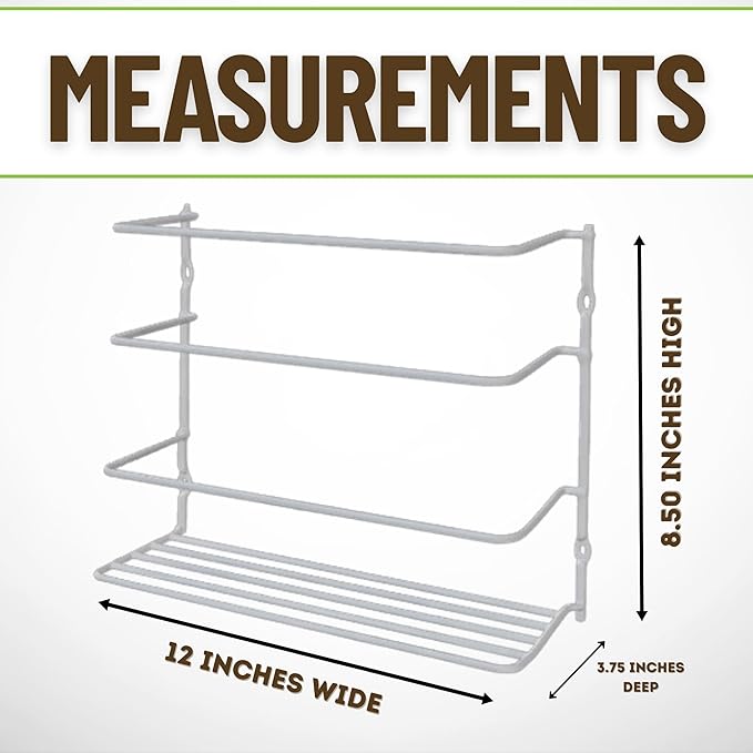 Evelots Kitchen Wrap Organizer - 2 Pack - Hold up to 4 Plastic, Foil, Paper, Wax - Cabinet Door, Wall Rack Basket - Sandwich, Freezer, Food Bag Storage - Laundry Supplies - Plastic Coated Metal
