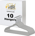 Quality Hangers 10 Pack Slim Plastic Hangers for Clothes - 16.5" Won't Crease Your Clothes, Heavy Duty Non-Velvet Black Hangers, 360° Swivel Chrome Hook Dresses Coats Shirts (10, Gray)