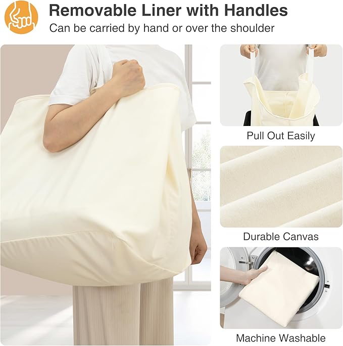 STO STO Rolling Laundry Hamper with Lockable Wheels, 29-Gallon (110L) Laundry Cart with Removable Canvas Bag, 2-Tier Clothes Basket Hamper with Shelf for Closet, Bedroom, Bathroom, Laundry Room
