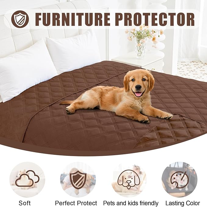 Smiry Waterproof Dog Bed Cover Blanket 30x70, Soft Reversible Pet Blanket, Washable Leakproof Cats Dogs Couch Cover for Sofa, Couch, Furniture, Lattice, Brown/Brown