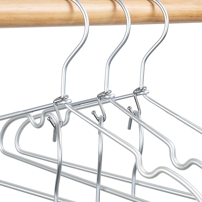 Clothes Hanger Connector Hooks, 36PCS, Clothes Hanger Organizer Mini Space Saving Extender Cascading Connection Hooks for Wooden Velvet Metal Plastic Hangers (Silver)