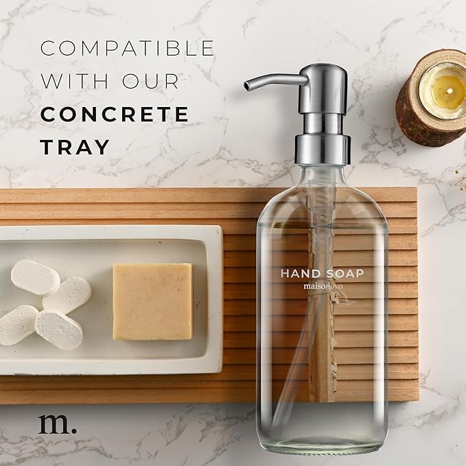 MaisoNovo Soap Dispenser 1-Piece Set | 16.9oz Clear Bottles with Silver Stainless Steel Pump Core