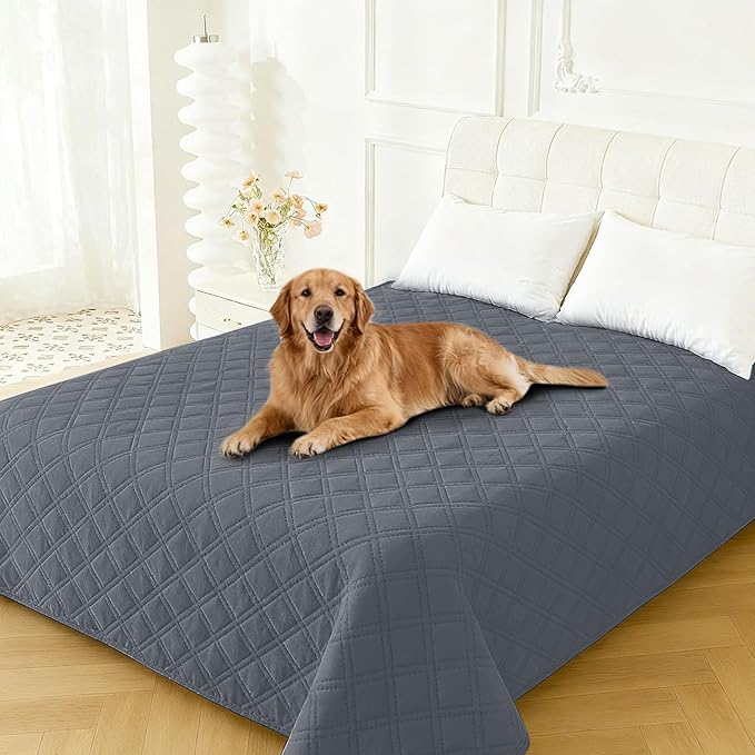 Waterproof Dog Bed Cover, Non-Slip Dog Blanket for Couch, Couch Covers for Dogs Washable, Pet Blanket for Furniture, Pet Bed Mat for Sofa, Car, Pet Supplies (82x120 Inch, Dark Grey)