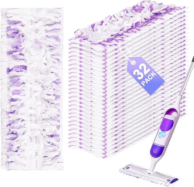 32 Count Disposable Power Mop Pads for Swiffer Power Mop Pad, 14-Layer Thickened, Spray Cleaning Repalcement Mopping Pads for All Finished Floors