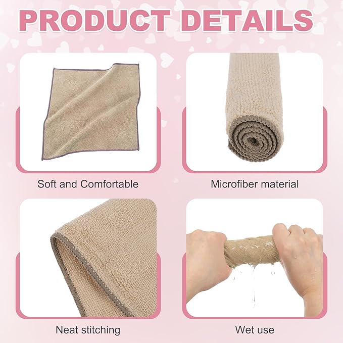uxcell 5 Pcs Microfiber Cleaning Cloth, Kitchen Towels Reusable Microfiber Towels Highly Absorbent for Household Cleaning Supplies, Kitchen, Bathroom, Khaki(Square), 11.8" X11.8