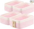 Small Storage Baskets for Organizing | Closet Organizer Bins | Shelf Toy Basket | Woven Rope Baskets | Cube Decorative Box | Shallow Basket | 13x8.5x5.1” | 4 Packs White Pink