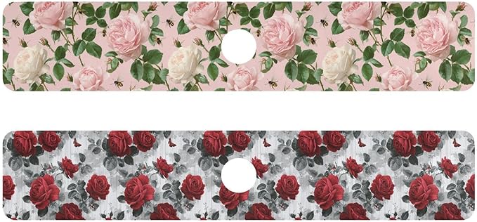 Pastel Pink Rose Bees Grey Butterflies Kitchen Sink Splash Guard Sink Faucet Mat Faucet Handle Drip Catcher Drain Mats for Kitchen Bathroom Countertop Absorbent Di